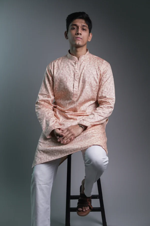 Printed Punjabi - Peach