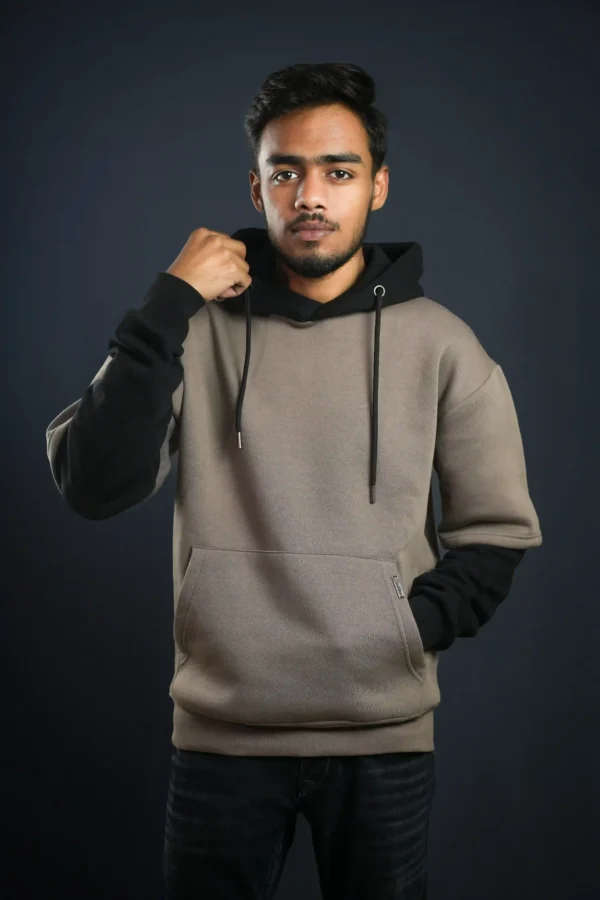 black hoodie unique in bd Double Sleeved Hoodie - Coffee