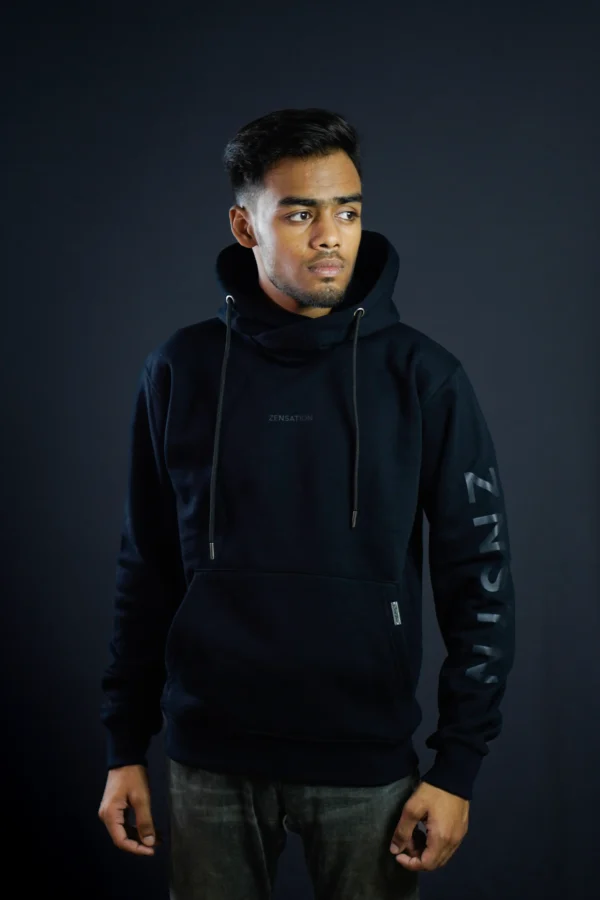 black hoodie with black print bd BOB Hoodie - Black on Black