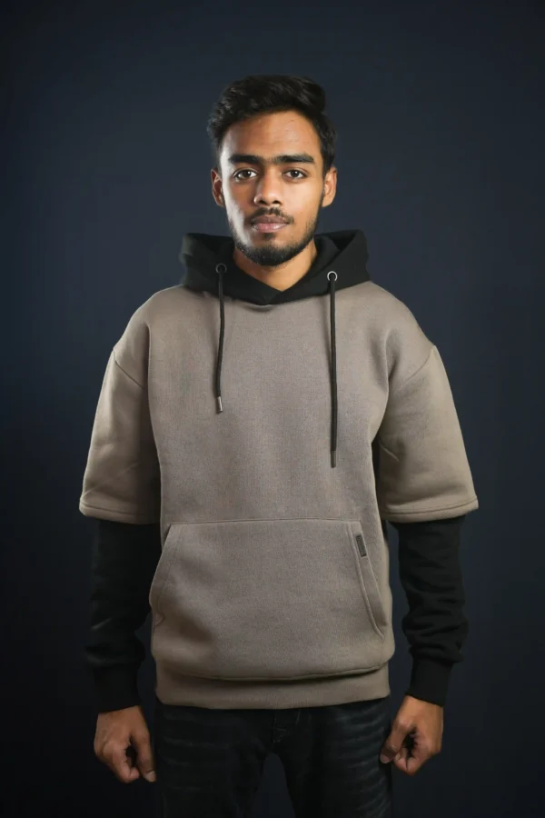 cooffee color unique hoodie zenfiber bd Double Sleeved Hoodie - Coffee