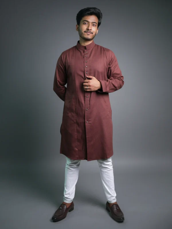 Jacquard Kurta - Brown