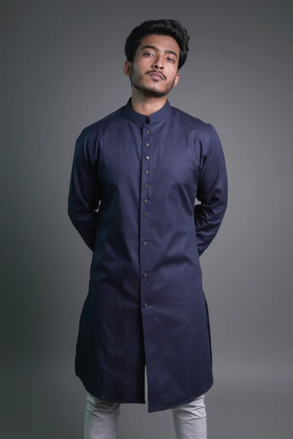 navy kurta for men eid in bd Jacquard Kurta - Navy