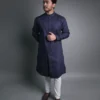Jacquard Kurta - Navy