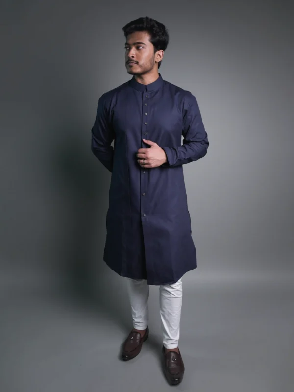 Jacquard Kurta - Navy