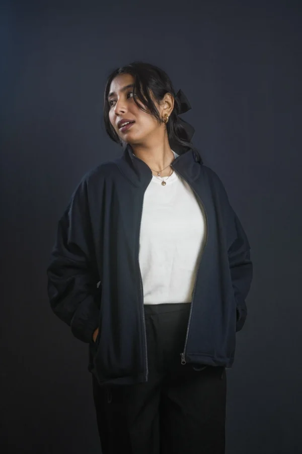 winter jacket in bd female Darkest Navy Baggy Jacket
